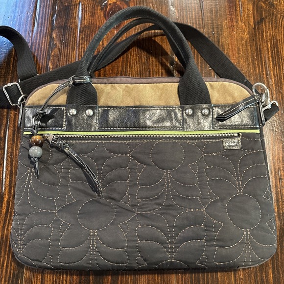 Fossil Handbags - Fossil Multicolor Key-Per Floral Quilted Laptop Work Bag Padded Crossbody Handle